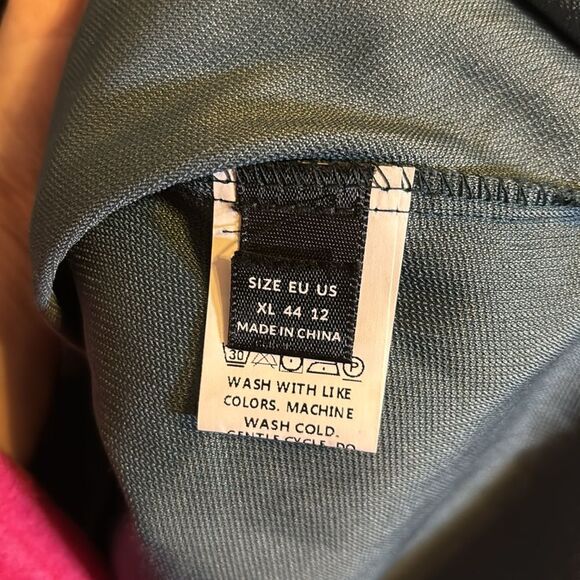 Blue and cream animal print patchwork style lightweight button down shirt XL/12 - Picture 5 of 6